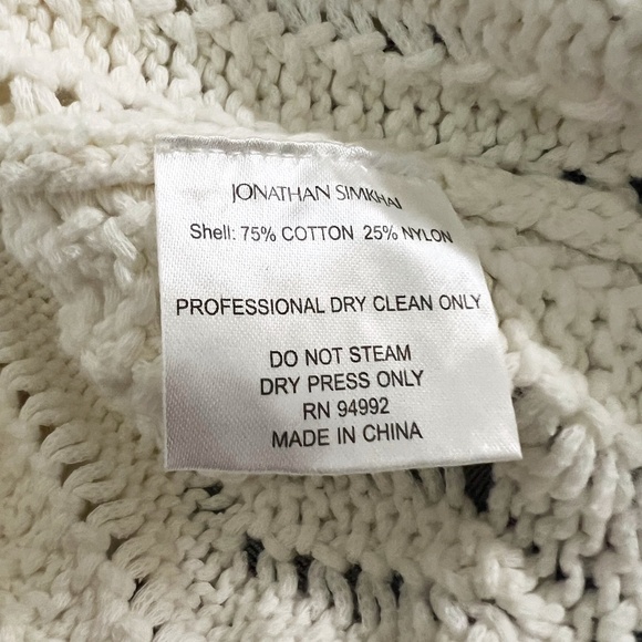 Jonathan Simkhai Madelyn Cotton Blend Crew Neck Crochet Knit Pullover Sweater S - Picture 3 of 4